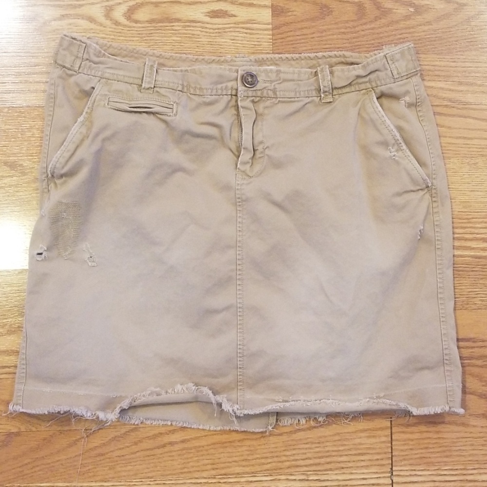 EUC 12 Distressed Dark Khaki Skirt